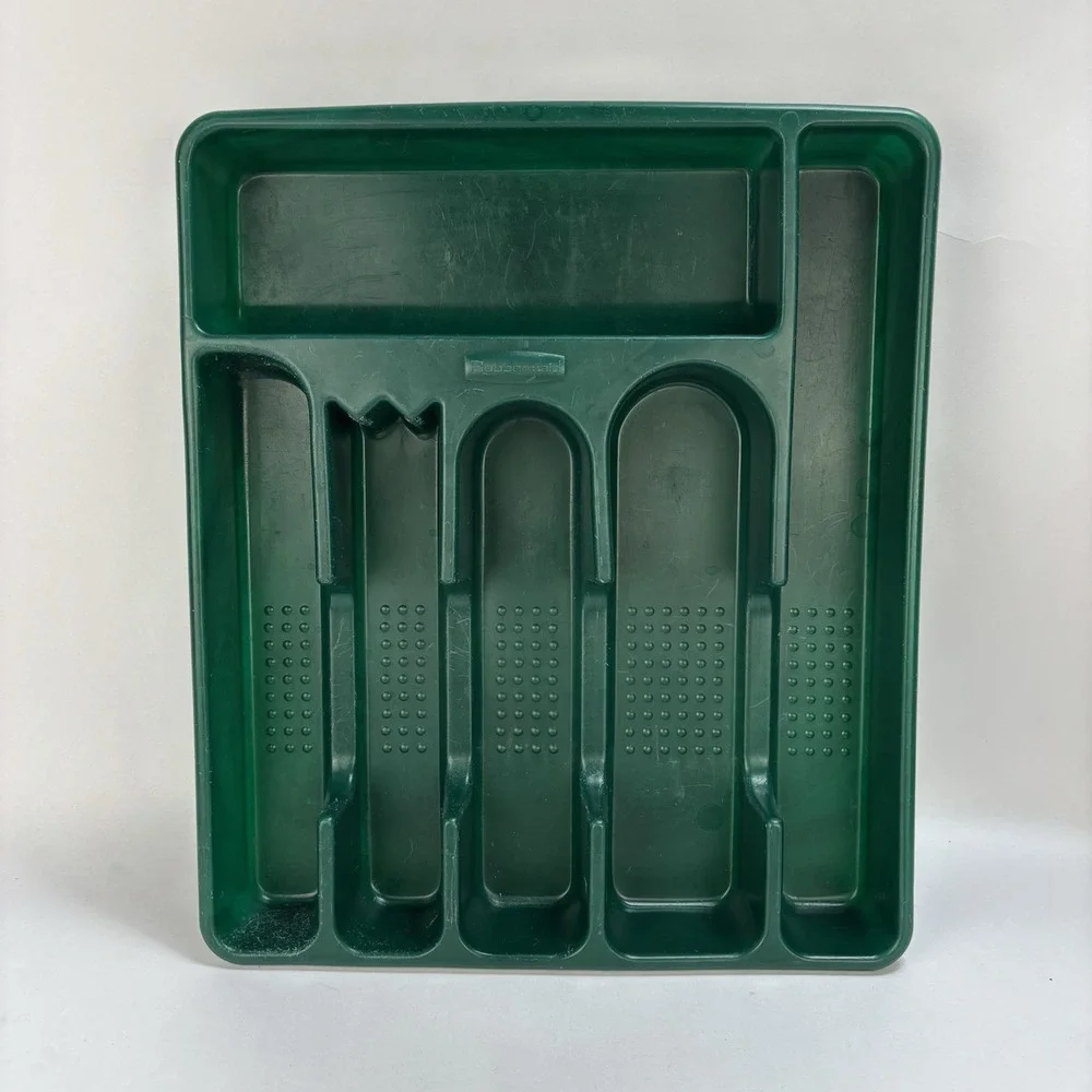 Vintage Rubbermaid Silverware Flatware Storage Tray Organizer #2925 Dark Green